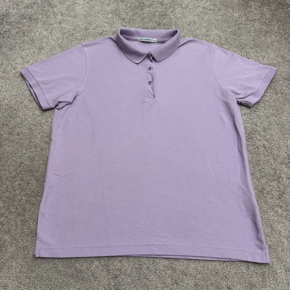 Port Authority Short Sleeve Pique Polo Shirt Womens Large Purple Classic Preppy